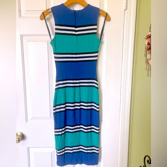 Bebe multi stripe color block fitted midi dress size xxs - Picture 6 of 9